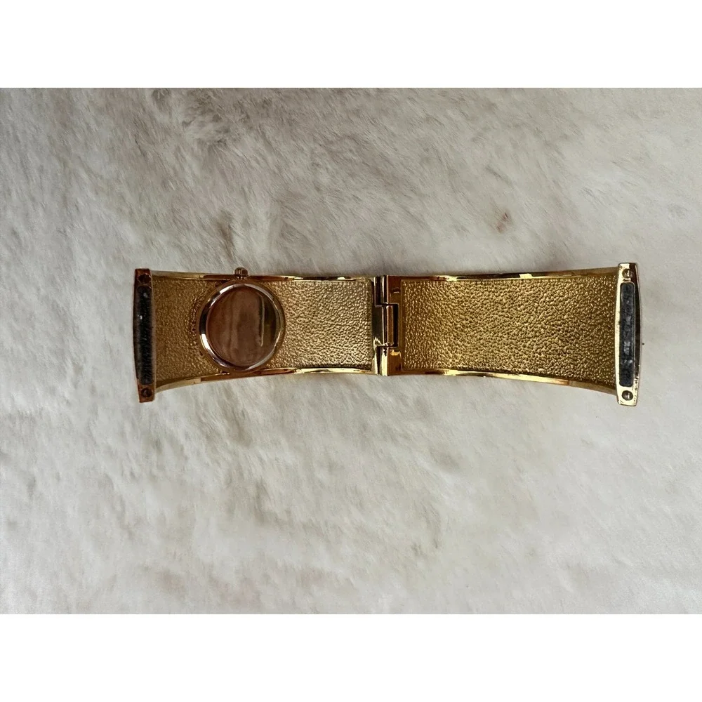 Met‎ Museum MMA Enamel Cuff Watch Art Nouveau Tiffany Floral Gold Tone Japan